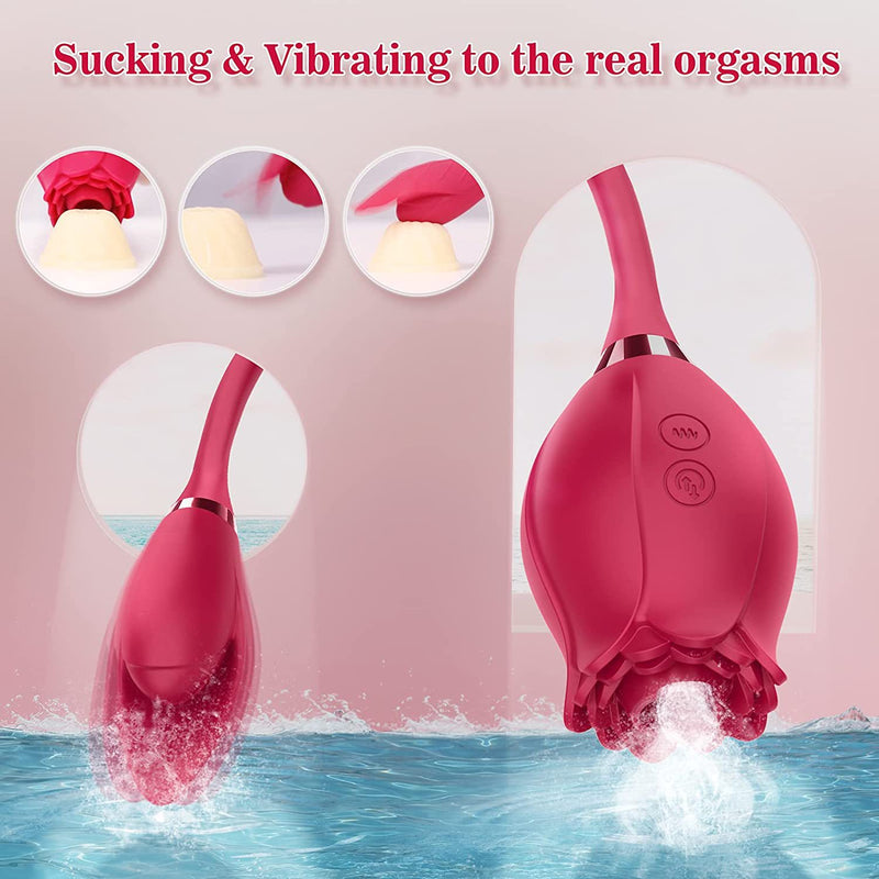 Rose Toy Dildo Thrusting Vibrator for Women Egg Clitoris Sucker Stimulator