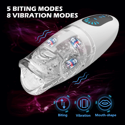 Automatic Biting Male Masturbator, 5 Biting & 8 Vibration Pocket Pussy With 3 Powerful Motors & 3D Realistic Textured