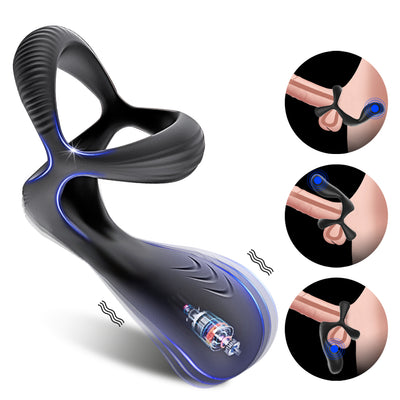 Couples Long Lasting Erection Anal Vibrator with Vibrating Cock Ring Prostate Massager Anal Plug Penis Ring