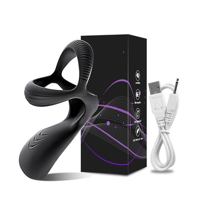 Couples Long Lasting Erection Anal Vibrator with Vibrating Cock Ring Prostate Massager Anal Plug Penis Ring
