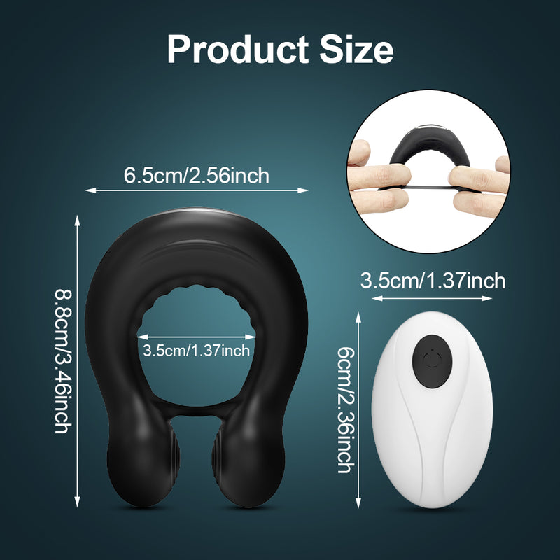 Remote Control Cock Ring for Men Ejaculation Delay Double Motors Powerful Vibrating Penis Ring
