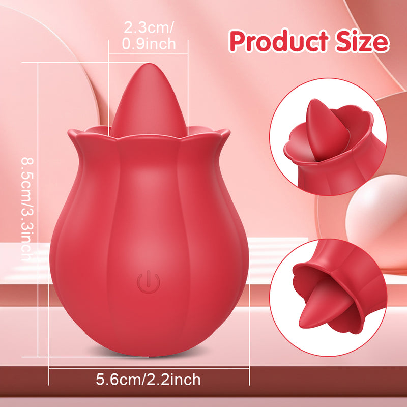 Sex Toy Rose Vibrator - Realistic Tongue Flower Vibrator with 10 Tongue Licking Modes
