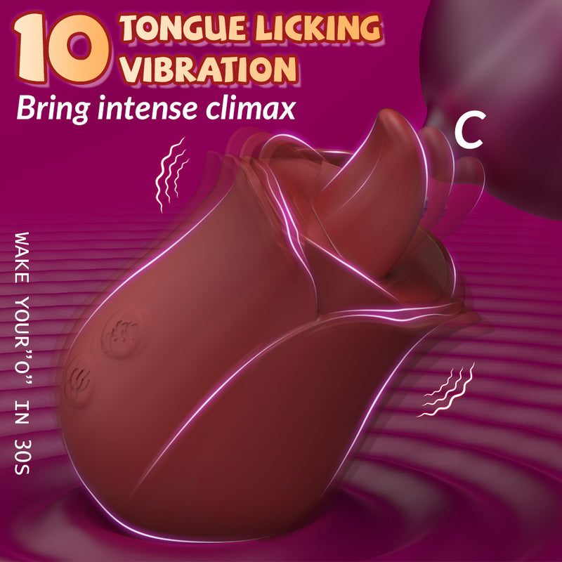 Rose Toy Clitoris Tongue Licking Vibrator，Vibrating massager, female masturbator, adult couple sex toy