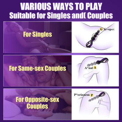 Vibrating Anal Beads Butt Plug, Anal Sex Toys with Pull Ring Design Adult Toys Prostate Massager with 2 Powerful Motors & 10 Swing Modes