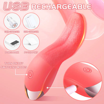 Lenga - 10 Modes Stimulator Tongue Clit Licking Vibrators G Spot Clitoral Nipple Vibrators