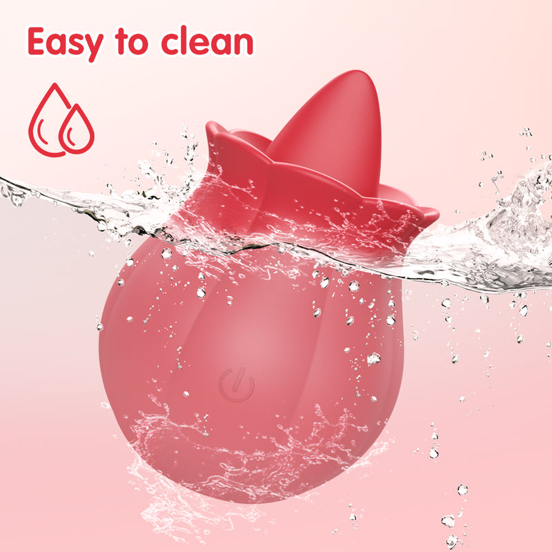 Sex Toy Rose Vibrator - Realistic Tongue Flower Vibrator with 10 Tongue Licking Modes