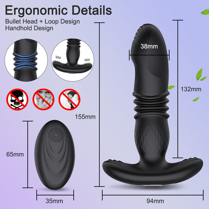 Prostate Massager, Anal Sex Toys with 10 Thrusting & Vibrating Modes