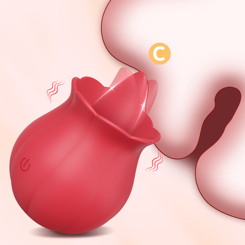 Sex Toy Rose Vibrator - Realistic Tongue Flower Vibrator with 10 Tongue Licking Modes