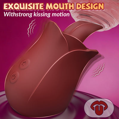 Rose Toy Clitoris Tongue Licking Vibrator，Vibrating massager, female masturbator, adult couple sex toy