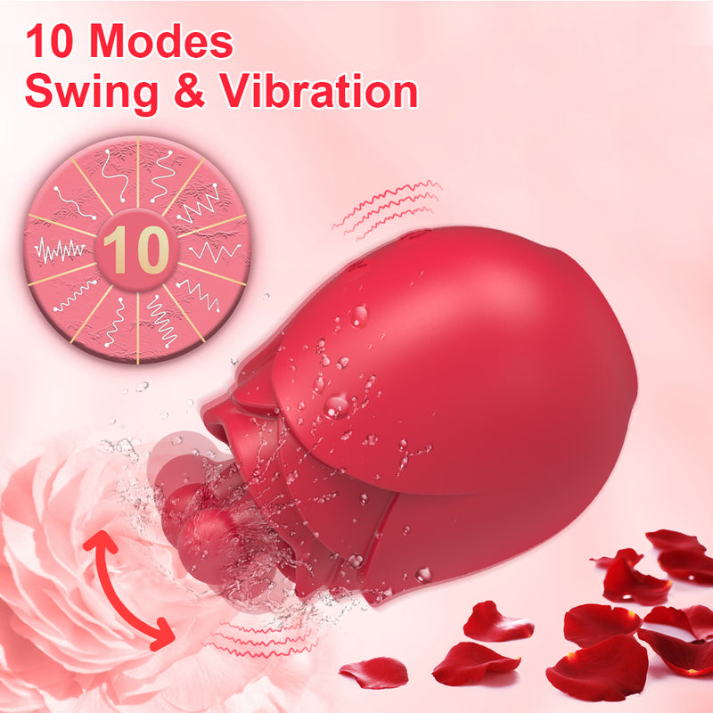 Yami - 10 Modes Licking Vibrating Rose Nipple Vibrators For Women