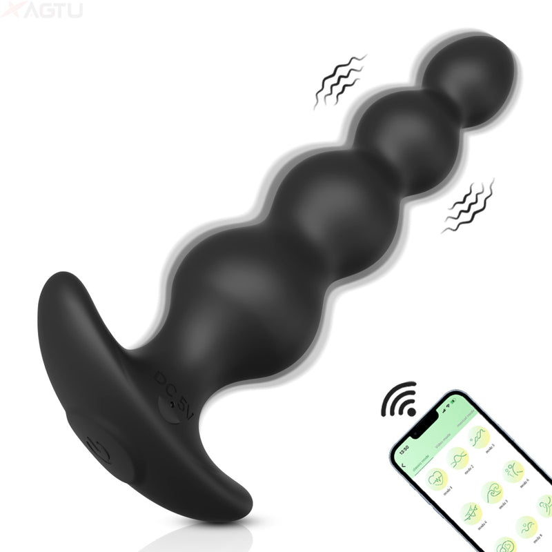 Anal plug bead vibrator anal stimulation prostate massager with 9 vibration modes, anal stimulation sex toys