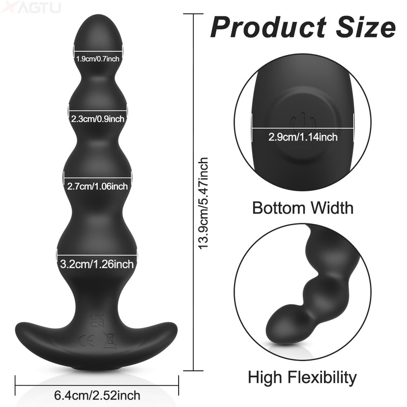 Anal plug bead vibrator anal stimulation prostate massager with 9 vibration modes, anal stimulation sex toys