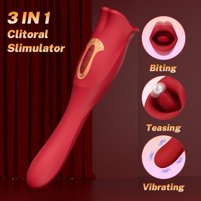 Nibbler 2-Biting Mouth Vibrating Tongue Clit Stimulator G-spot Vibrator
