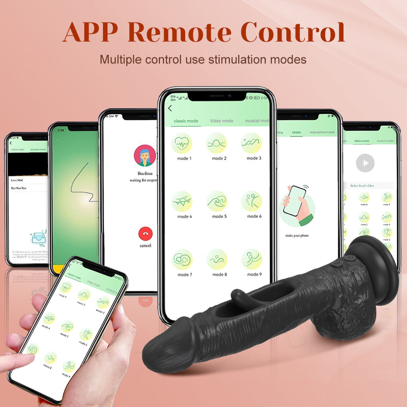 Hazel-APP Control Patting Dildo Realistic Penis Vibrator With 9 Vibrating And Tapping