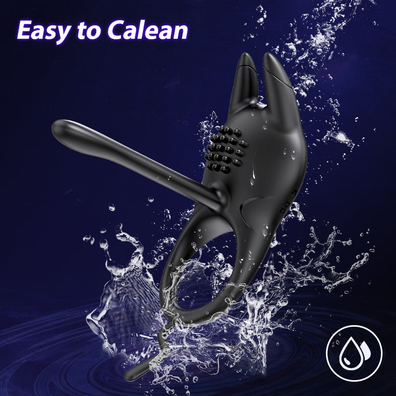 Black vibrating penis ring easy to clean