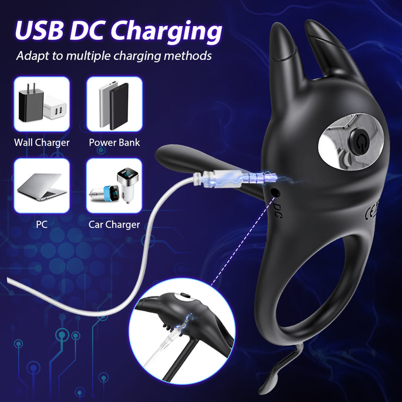 Black vibrating penis ring with DC charging
