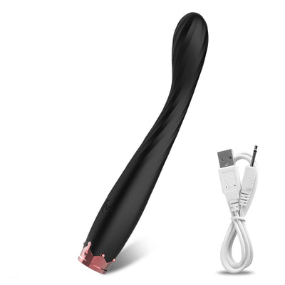 Black wand vibrator with DC charging on white background