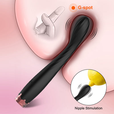 Black wand vibrator for G-spot and nipple stimulation
