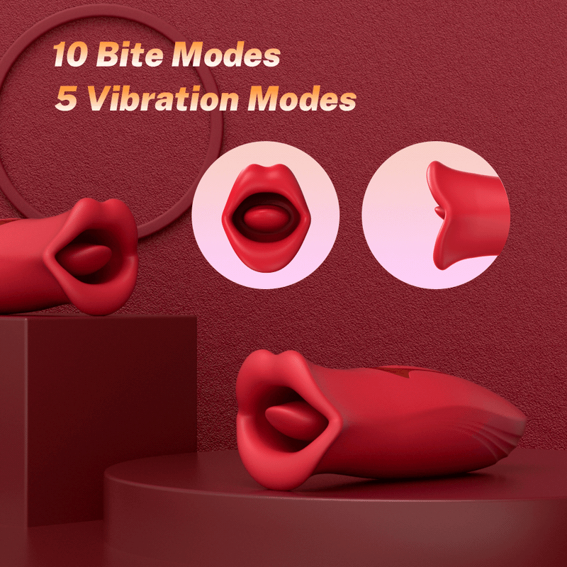 Fellare-Mouth Biting Vibrator 10 Biting & 5 Vibrating Modes for Nipple Clit Stimulation