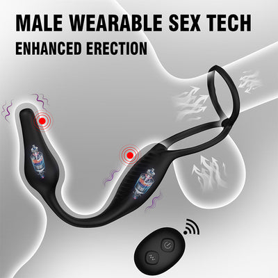 Diagram showing the locations of the two motors in the cock ring and prostate massager