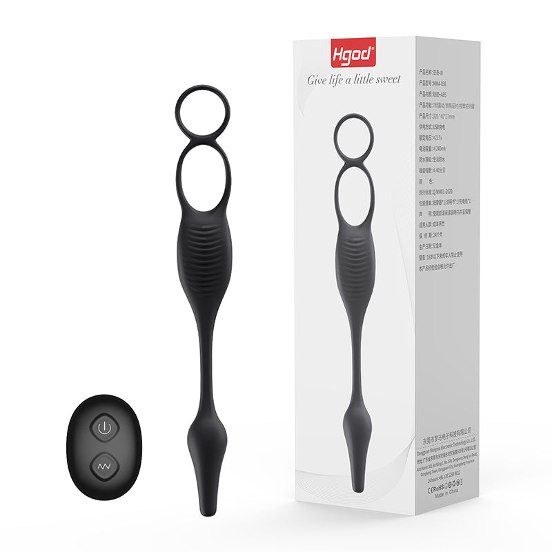 Double Cock Ring and Prostate Massager 3-in-1 Vibrating Male Ring for Enhanced Stamina