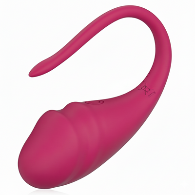 Dual stimulation vibrating red egg on a white background