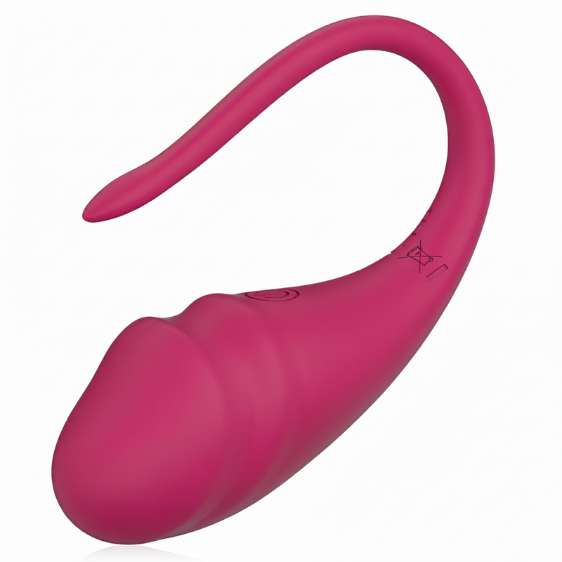 Dual stimulation vibrating red egg on a white background