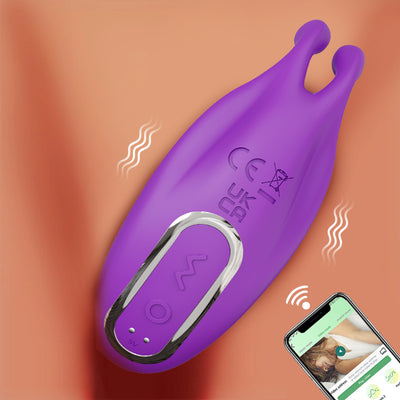 Purple invisible wearable vibrator for women with app control