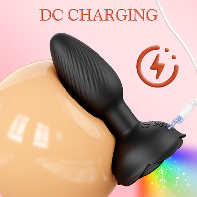 Led flower black butt plug with dc charging
