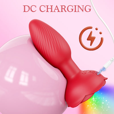 Led flower red butt plug with dc charging