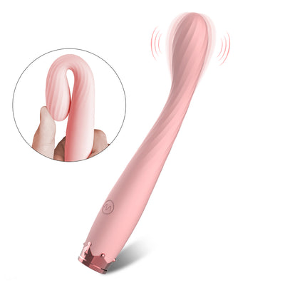 Pink wand vibrator illustrating soft and flexible foldable head