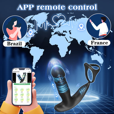Prostate massager with cock ring and app for remote control