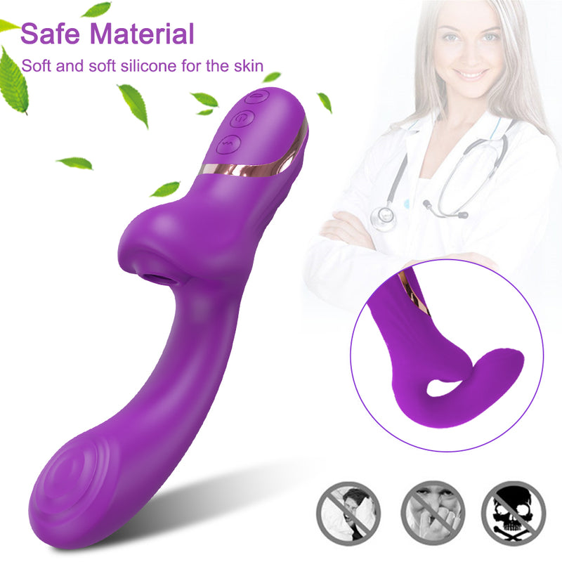 2-in-1 Silicone Vibration Wand, G-Spot and Clitoris Stimulator