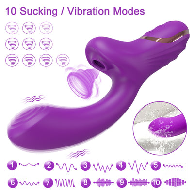 2-in-1 Silicone Vibration Wand, G-Spot and Clitoris Stimulator