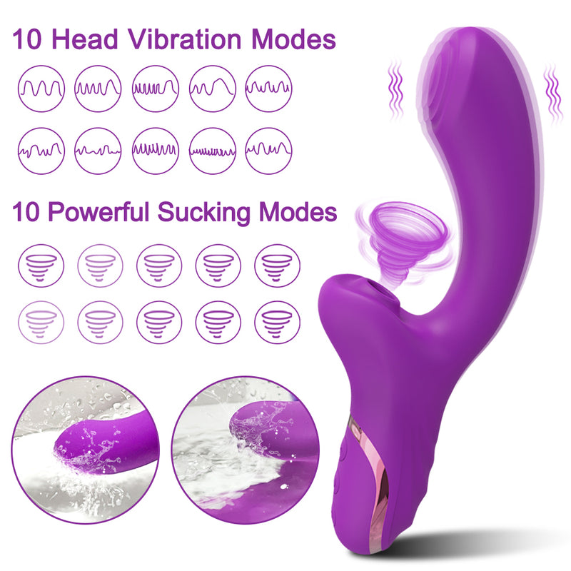 2-in-1 Silicone Vibration Wand, G-Spot and Clitoris Stimulator