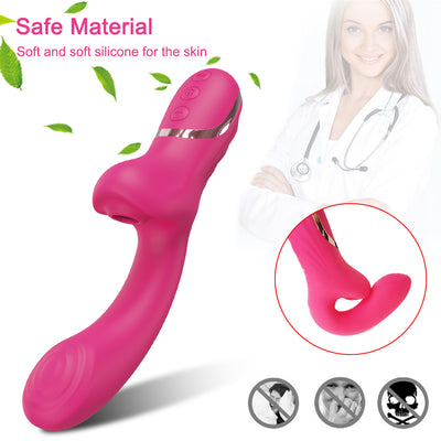 2-in-1 Silicone Vibration Wand, G-Spot and Clitoris Stimulator