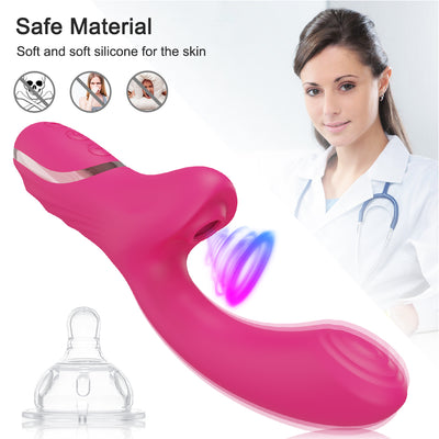 2-in-1 Silicone Vibration Wand, G-Spot and Clitoris Stimulator