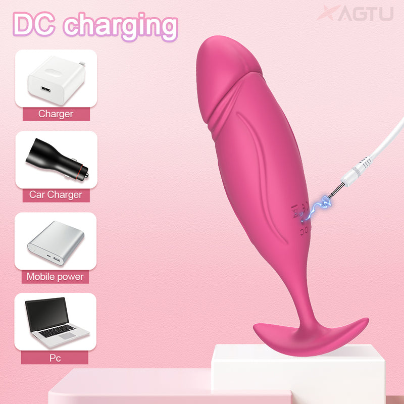 Red silicone butt plug with dc charging