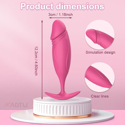 Red silicone butt plug showing size