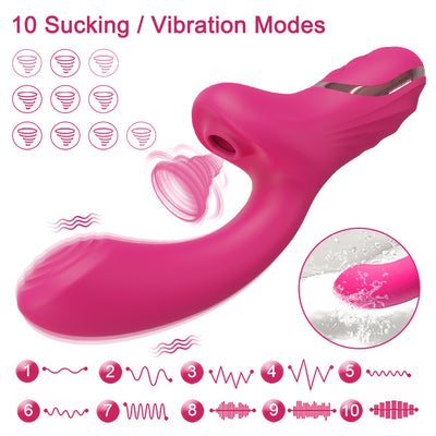 2-in-1 Silicone Vibration Wand, G-Spot and Clitoris Stimulator
