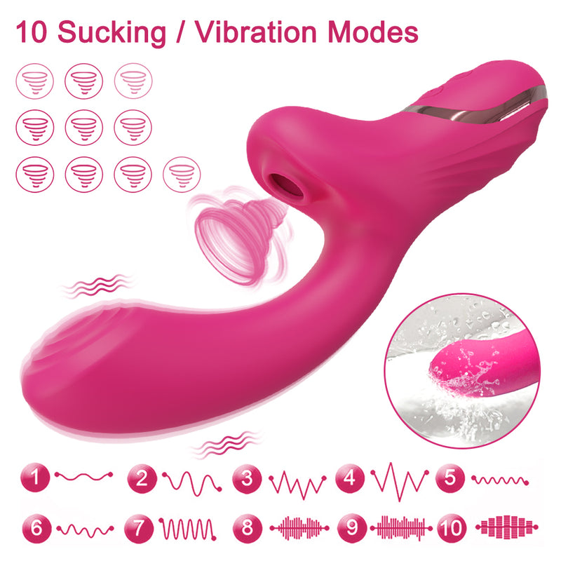 2-in-1 Silicone Vibration Wand, G-Spot and Clitoris Stimulator