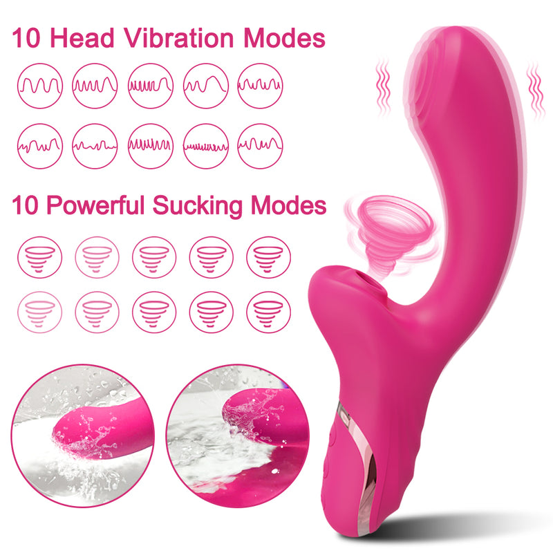 2-in-1 Silicone Vibration Wand, G-Spot and Clitoris Stimulator