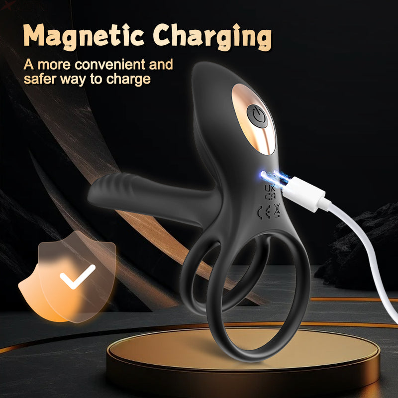 Silicone cock ring with magnetic charging