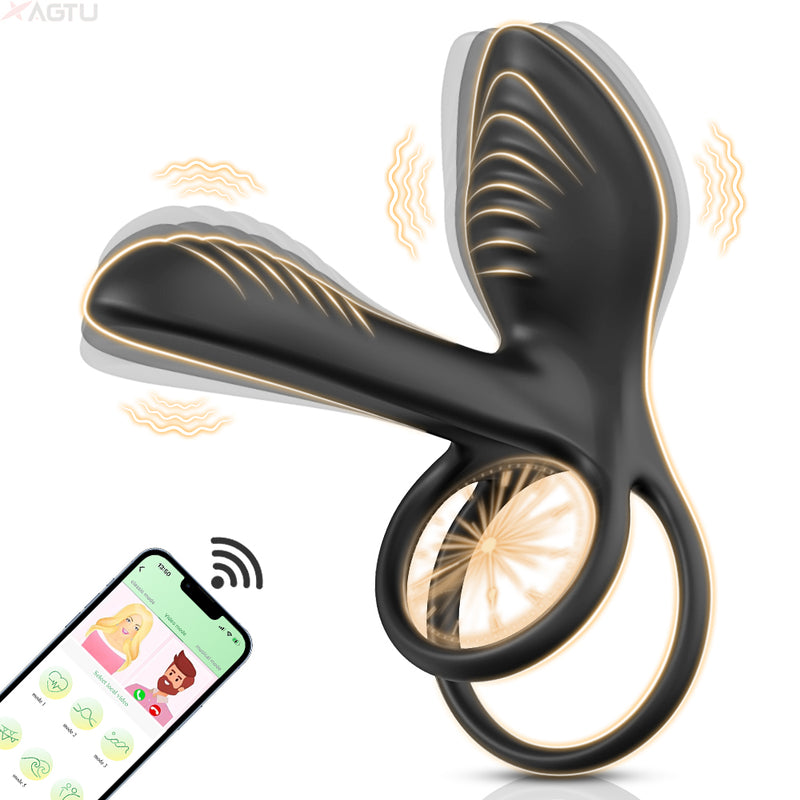 Vibrating silicone cock ring with app