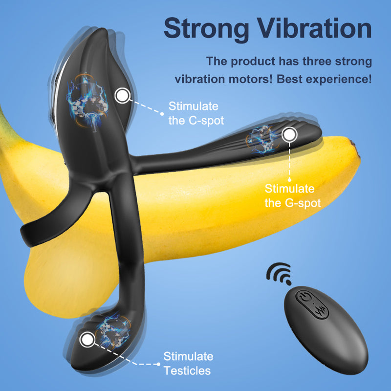 Silicone vibrating cock ring featuring 3 separate vibration motors