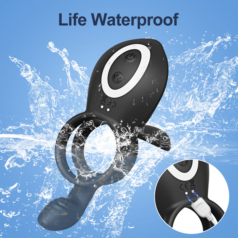 Silicone vibrating cock ring with splash-resistant design