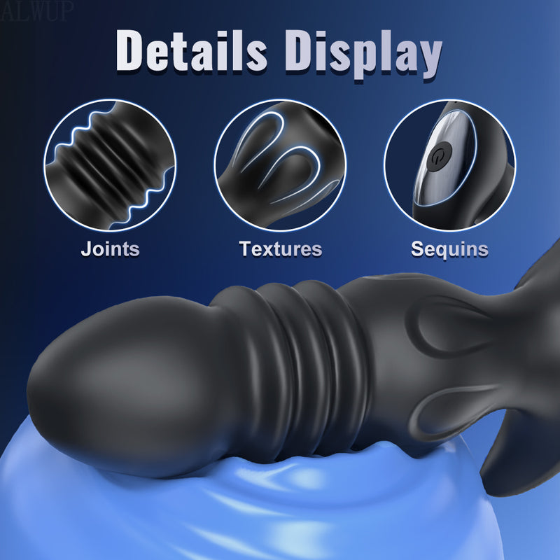 Thrusting prostate massager detailed display