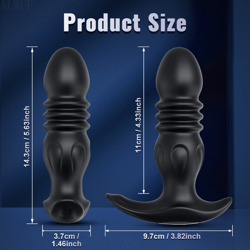 Thrusting prostate massager showing its size and dimensions
