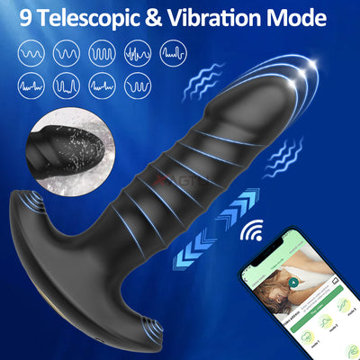 Dual-function prostate massager with 9 vibration and thrust modes