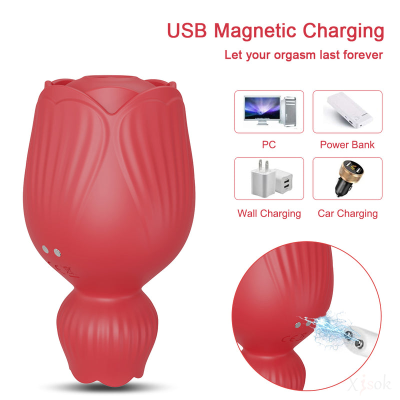 Tongue licking and sucking toy with USB magnetic charging